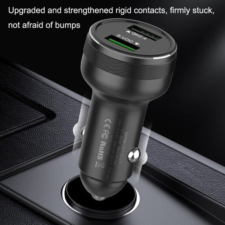 Chargeur de Voiture QIAKEY GX789 Double USB Charge Rapide (Noir)