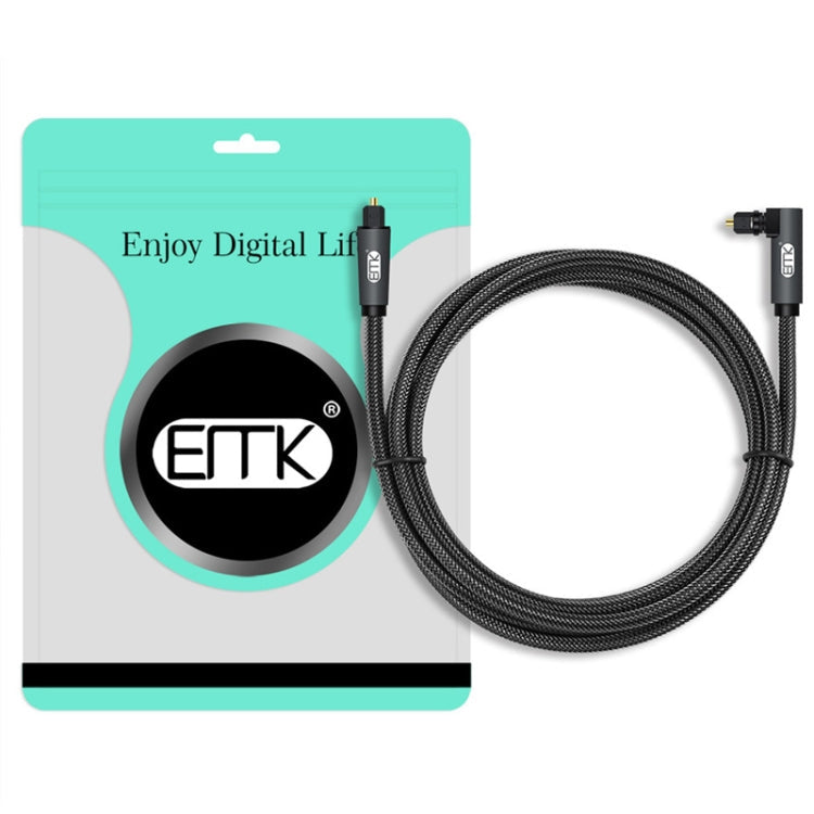 Câble audio optique EMK coudé réglable à 90 degrés avec fiche rotative à 360 degrés en nylon tressé, longueur de câble : 5 m (noir)