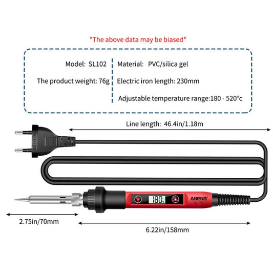 Fer à souder électrique ANENG 60W à température réglable, outil de soudage, prise EU (SL102)