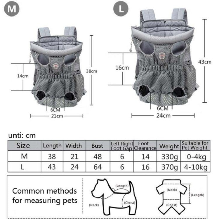 Doglemi Pet Outing Backpack Dog Shoulder Chest Bag Breathable Mesh Dog Cat Bag, Size:M(Pink Gray)