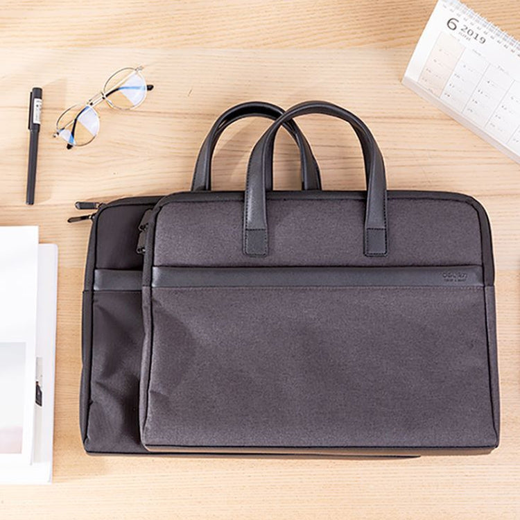 Deli 63751 Front And Rear Double Pockets Multi-Layer Briefcases Handheld Meeting Bag(Black)
