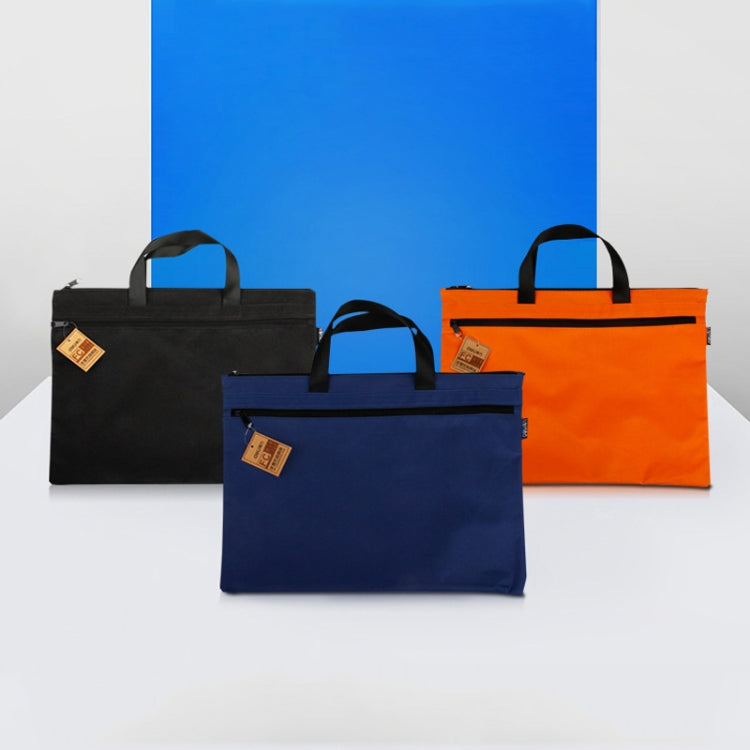 Deli 5840 Portable Canvas Zipper File Bag Double Simple Storage Bag(Dark Blue)