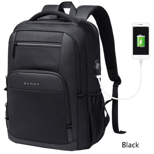 Sac à dos pour ordinateur portable BANGE BG-1921, étanche, avec port de chargement USB externe, idéal pour les étudiants et le travail (Noir)