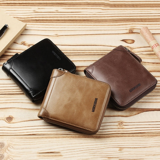 WEIXIER W98 Men Hand Take Short Wallet Zipper Bag(Khaki)