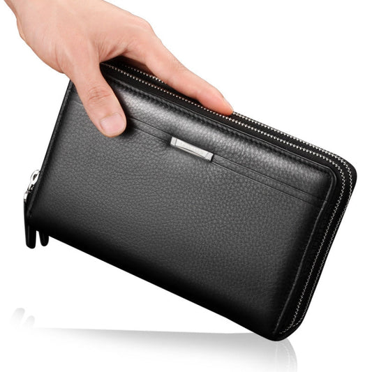 LEINASEN A80 Multi-Card Men Hand Bag Double Zip Big Capacity Wallet(Black)