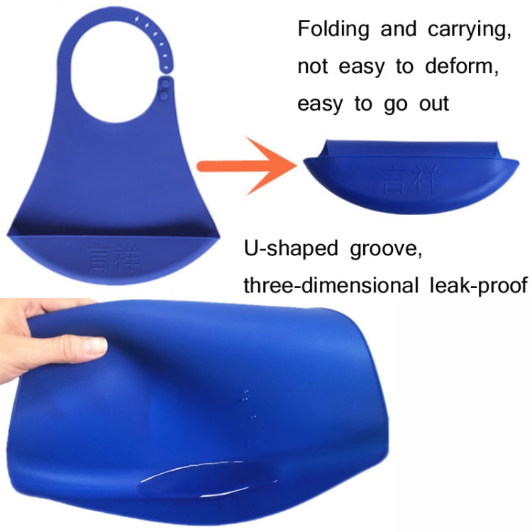 Yanxiang Elderly Eat Silicone Waterproof Bib Adult Widened Disposable Saliva Pocket(Blue)