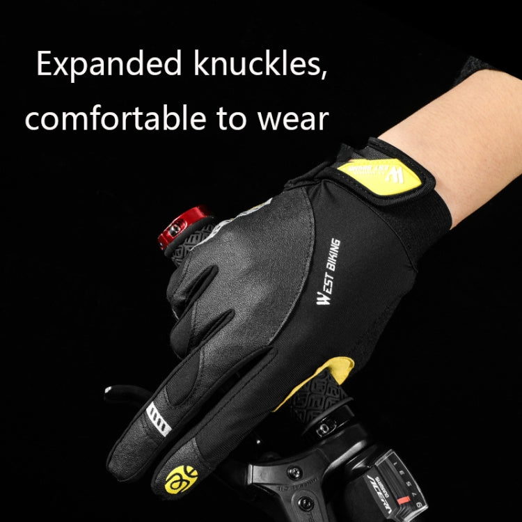 Gants de vélo WEST BIKING YP0211209, absorbant les chocs, antidérapants, écran tactile, taille L (jaune et noir)
