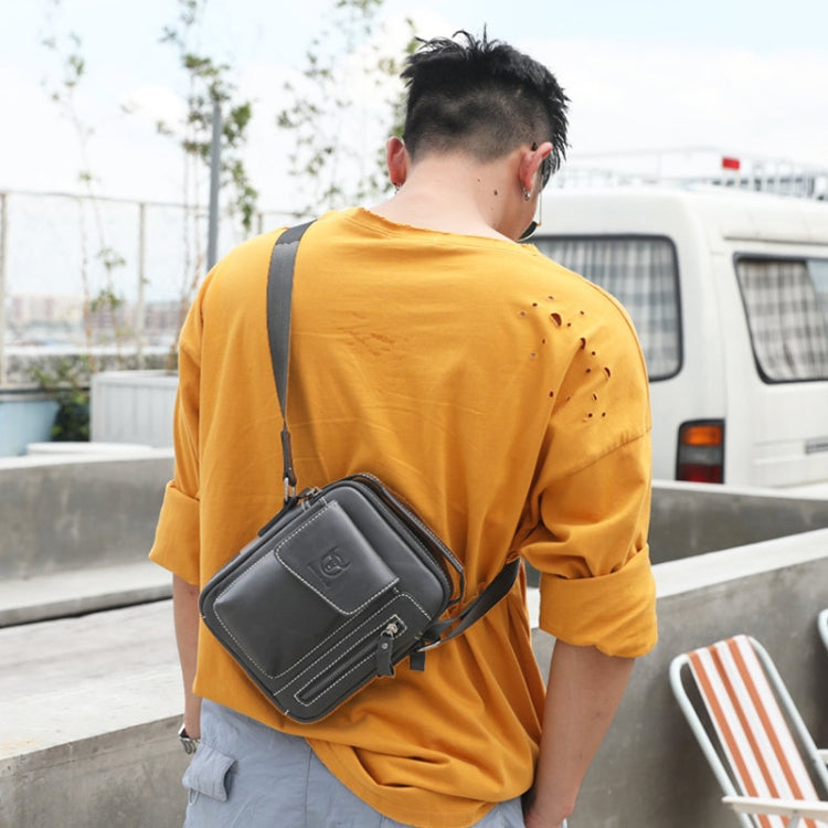 BULL CAPTAIN 037 First-Layer Cowhide Messenger Bag Male Soft Leather Shoulder Bag(Yellow Brown)