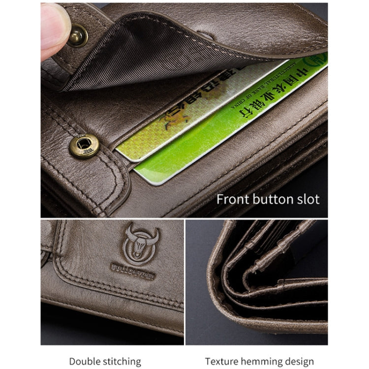 BULL CAPTAIN 037 First-Layer Cowhide Men Leather Wallet Driver License Coin Purse(Yellow Brown)