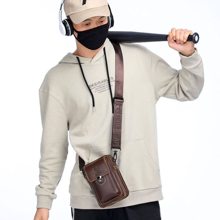 BULL CAPTAIN 075 Men Belt Phone Waist Bag First-Layer Cowhide Multi-Function Diagonal Bag(Brown)