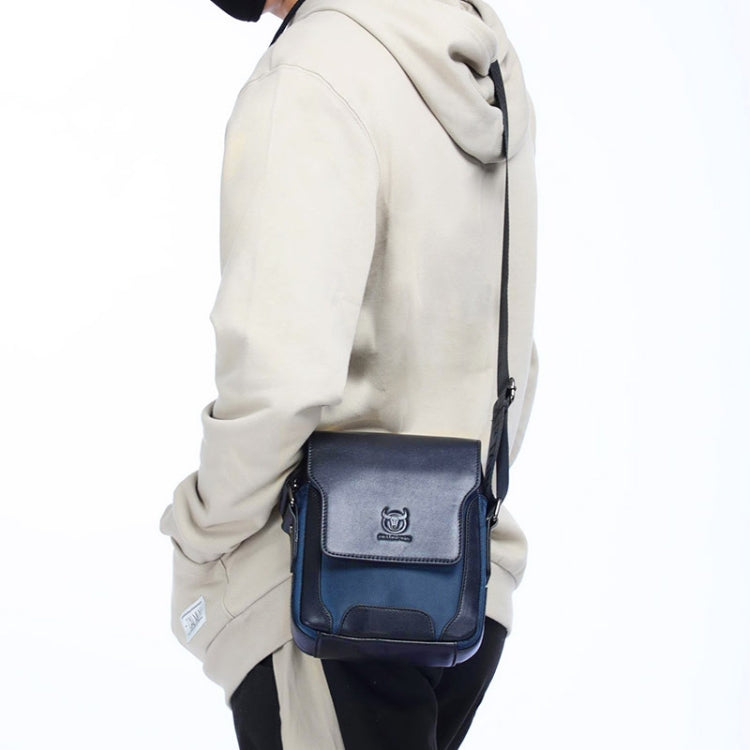 BULL CAPTAIN 999 Sacoche diagonale en cuir pour homme en cuir de vachette première couche Sacs à bandoulière multifonctions (Bleu marine)