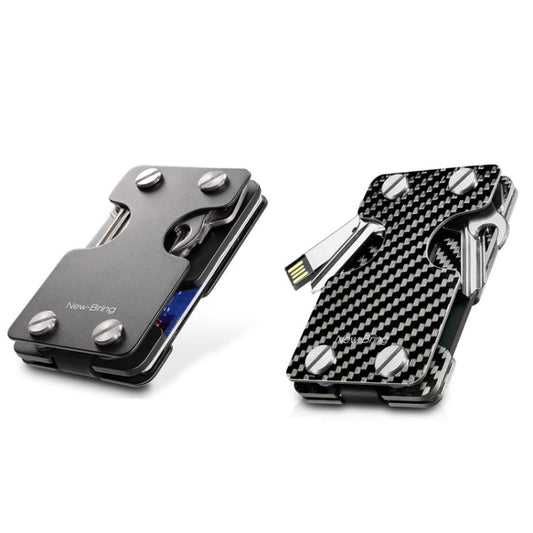 New-Bring Metal Card Holder Multifunctional EDC Wallet Can Store Keys & U Disk(Carbon Fiber)