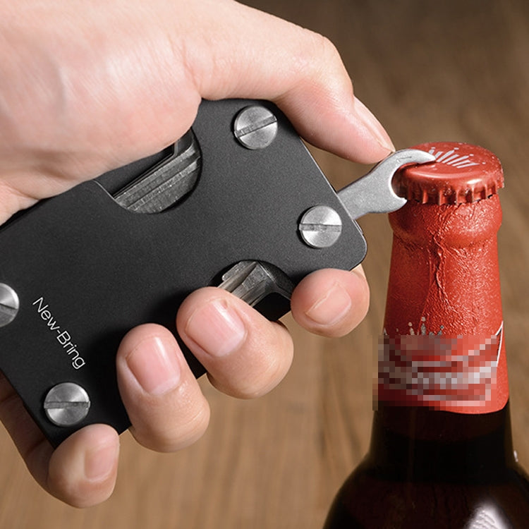 New-Bring Metal Card Holder Multifunctional EDC Wallet Can Store Keys & U Disk(Black)