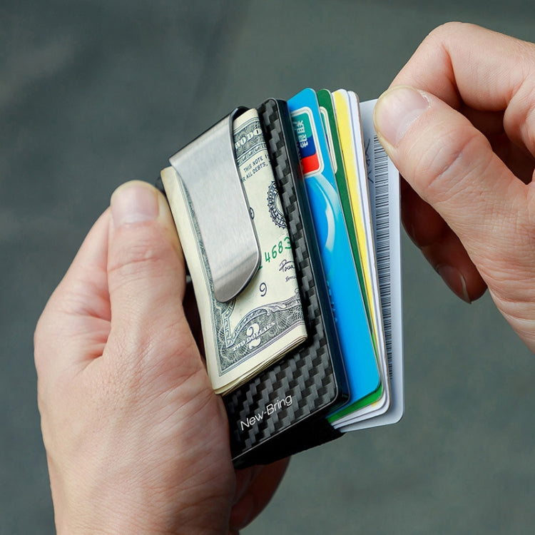 New-Bring Metal Carbon Fiber Wallet Ultra-Thin Card Holder Male RFID Anti-Theft Simple Wallet Bank Credit Card Storage Device(Silver)