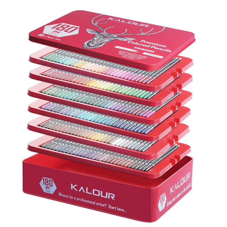 KALOUR 180 Colors Color Lead Set Painted Pencils Art Painting Supplies(Iron Box)