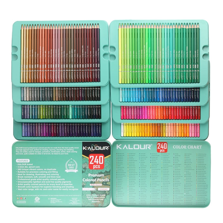 Kalour 240 Colors Color Lead Pencil Set Hand Painted Doodle Color Pencil Painting Pencil(Iron Box Packaging)