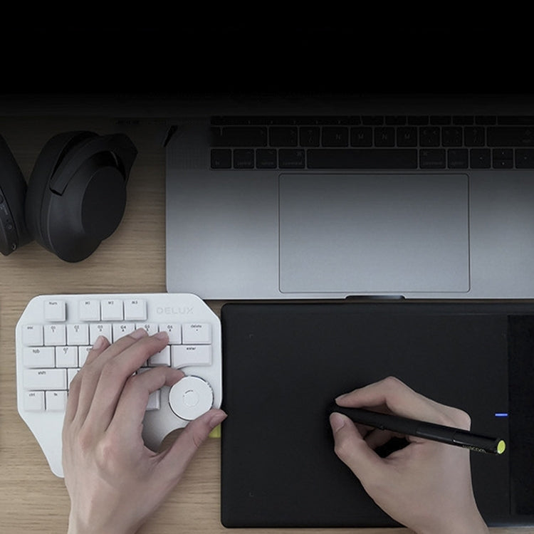 DELUX T11 Clavier unimanuel à 29 touches, raccourcis, outil vocal, clavier plat, couleur : noir argenté