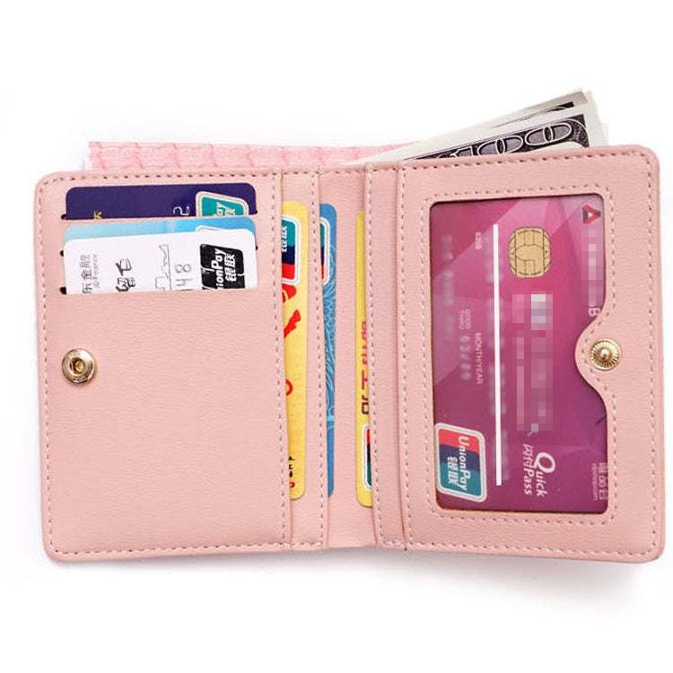 BATSIOE Short Type Ladies Wallet Small Fresh Two-Fold Student Bag Simple Multi-Card Coin Purse(Blue)