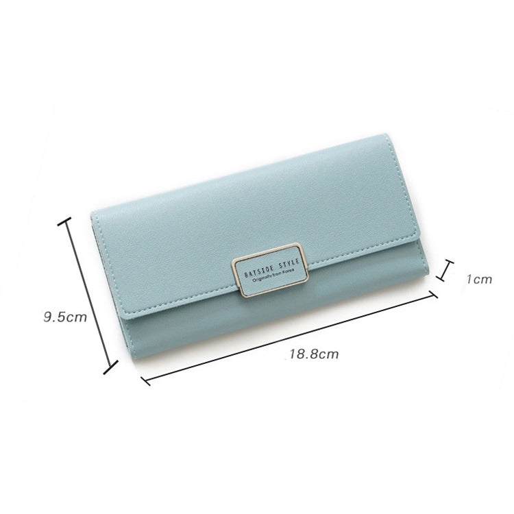 BATSIOE Women Wallet Tri-Fold Long Type Buckle Clutch Multi-Card Pocket PU Wallet(Light Purple)