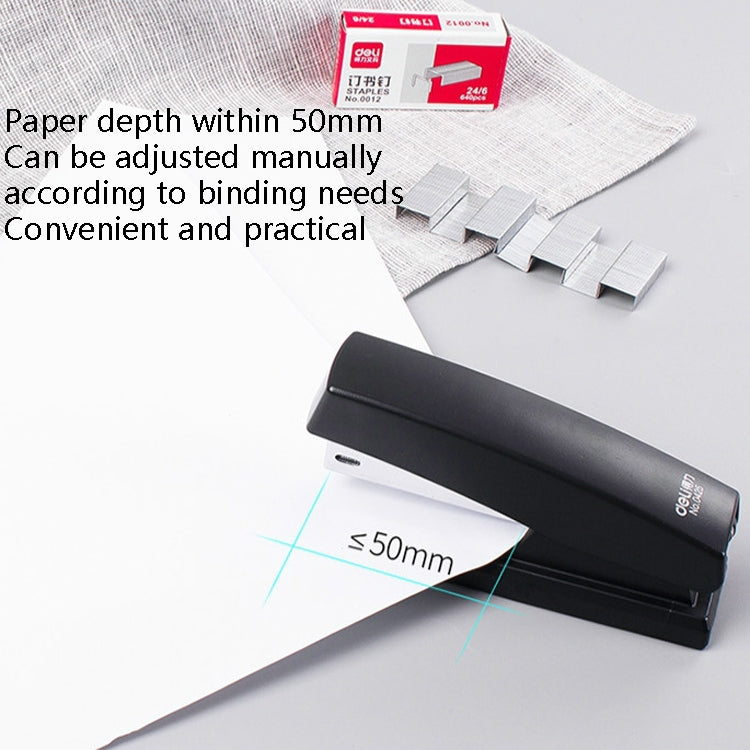 Deli 12 0354 Stapler Set Office Standard Medium-Sized Stapler Staple Remover + Staples(Black)