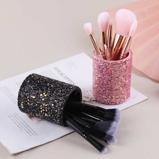 ZOREYA Makeup Tool Storage Box Makeup Brush Dustproof Storage Bucket(Pink)