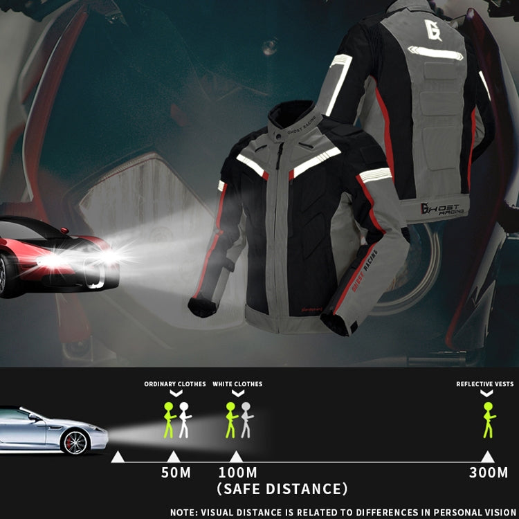 GHOST RACING GR-Y07 Motorcycle Cycling Jacket Four Seasons Locomotive Racing Anti-Fall Cloth, Size: L(Light Grey)