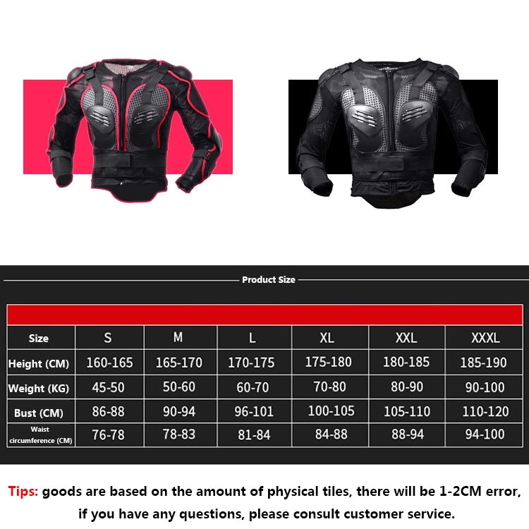 GHOST RACING F060 Motorcycle Armor Suit Riding Protective Gear Chest Protector Elbow Pad Fall Protection Suit, Size: XXXL(Red)