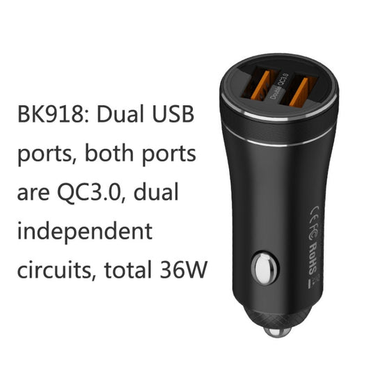 Chargeur de voiture QIAKEY BK918 à charge rapide double port