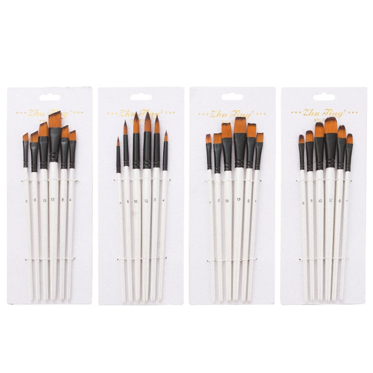 Zhuting Nylon Wool Stick Gouache Brush Set(6 PCS/Set Pointed)