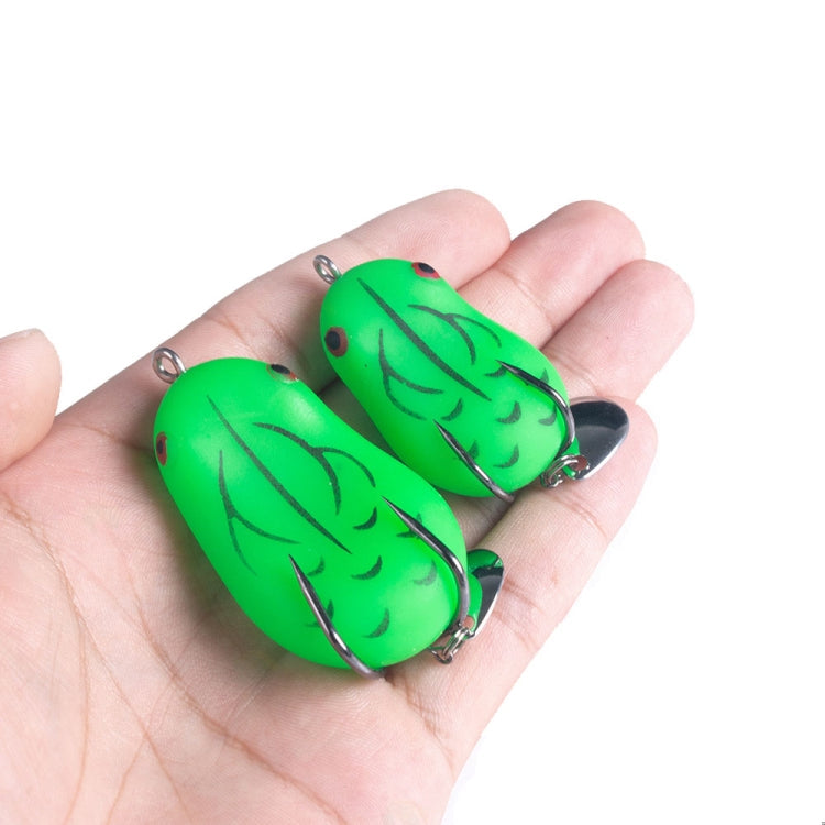 2 PCS HENGJIA Lure Sequins Double Hook Thunder Frog, Specification: 5cm 14g(Green Black Stripes)