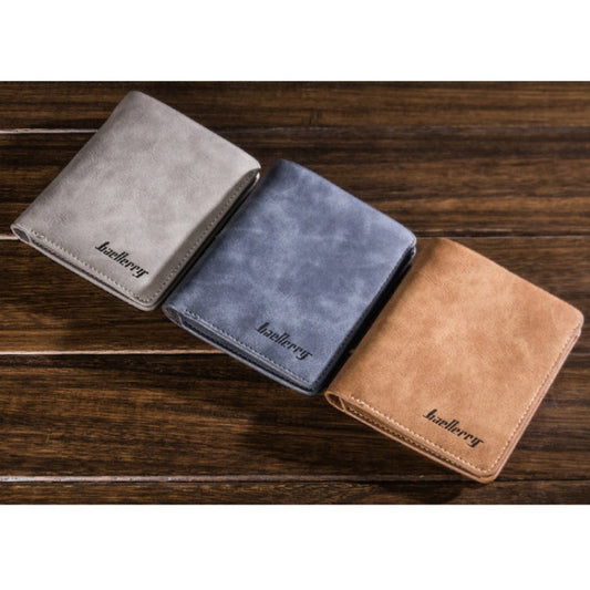 Baellerry BLR1152 Men Short Wallet Vintage Frosted Two Fold Wallet(Gray Vertical)