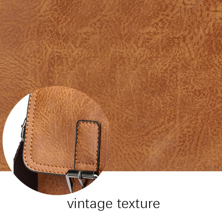 WEIXIER 9558 Large Capacity Men Bag Retro Shoulder Bag(Dark Brown)