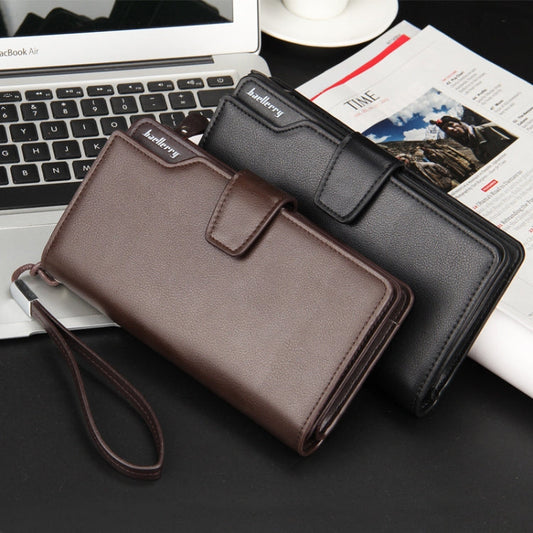 Baellerry Portefeuille Décontracté Long Clutch Portefeuille à Trois Volets Sac de Téléphone Multifonctionnel Pour Hommes (Noir)