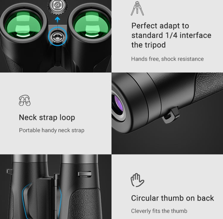 APEXEL 10x42 Fixed Focus Binoculars Autofocus Telescope(Black)