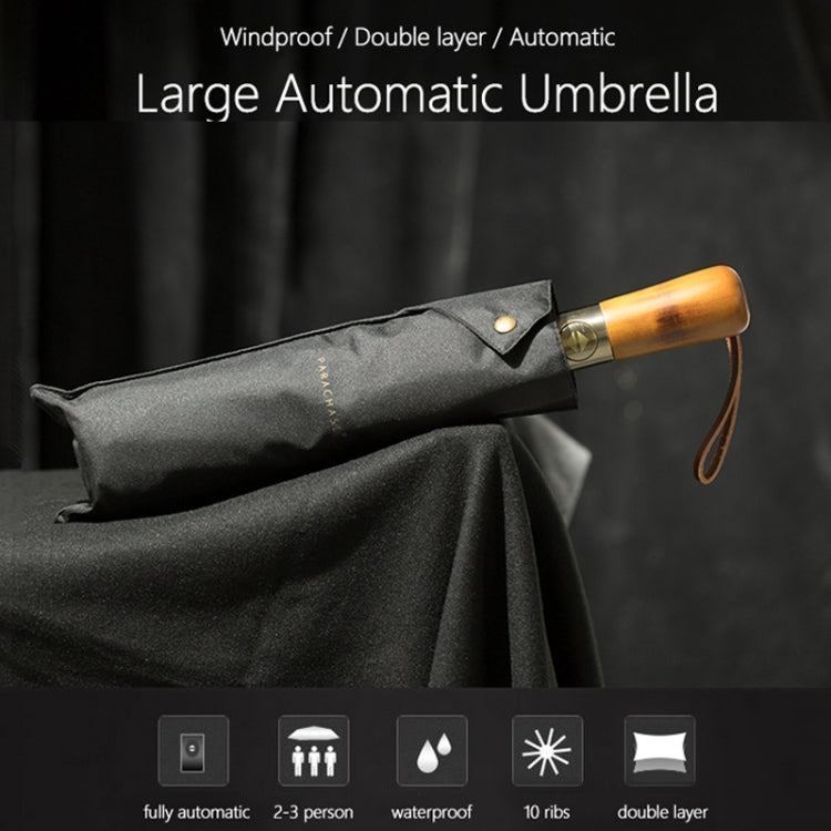 PARACHASE Ten-bone Double-layer Large Windproof Business Automatic Folding Umbrella(Navy)