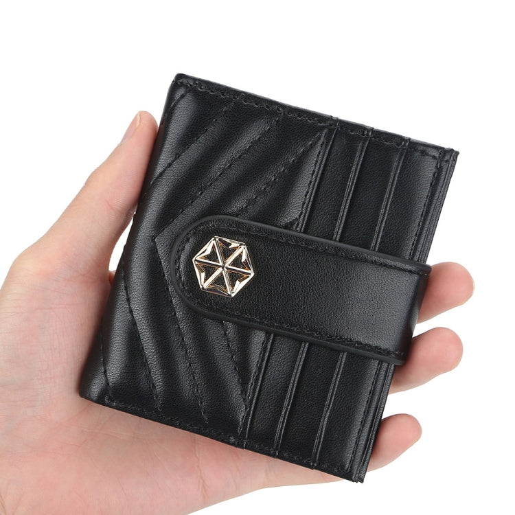 BOISEEN Ladies Card Holder Embossed Multi-Card Slot Buckle Bank Card Holder Small Wallet(Pink)