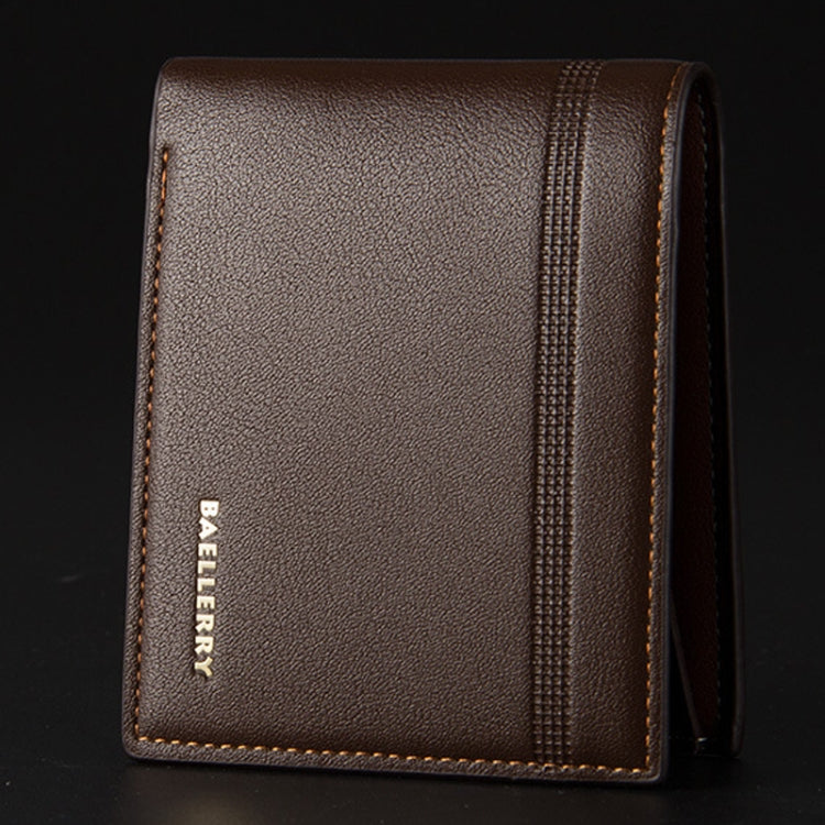 Baellerry Men Short Wallet Multi-card Lychee Pattern Business Wallet(Black)