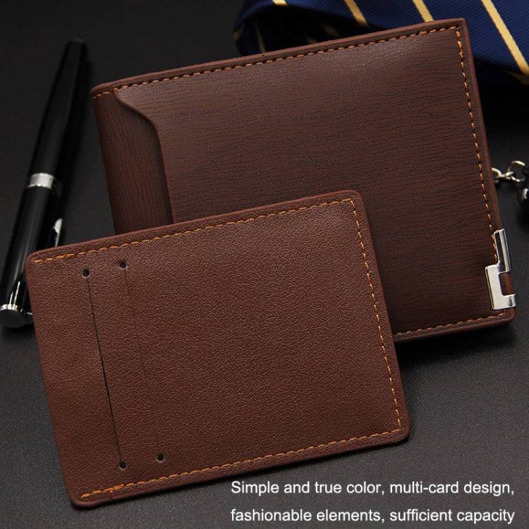 MenBense Short Fashion Leisure Iron Side Pumping Card Clip Wallet(Black)