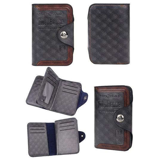 Portefeuille Homme Pliant Menbense en Cuir Synthétique avec Fermoir Magnétique Grande Capacité (Noir)