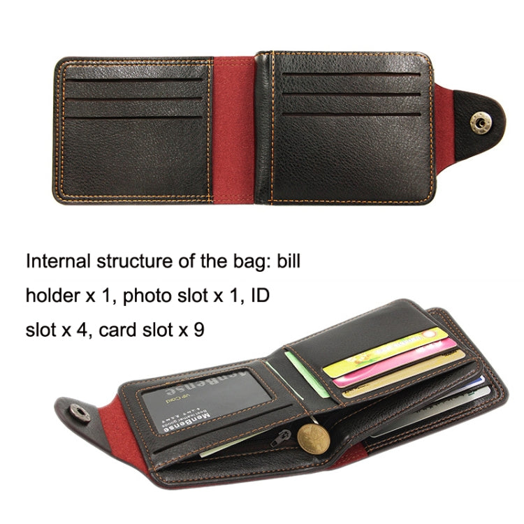 MenBense Hommes Multi-cartes Porte-cartes court à 2 volets (Noir)