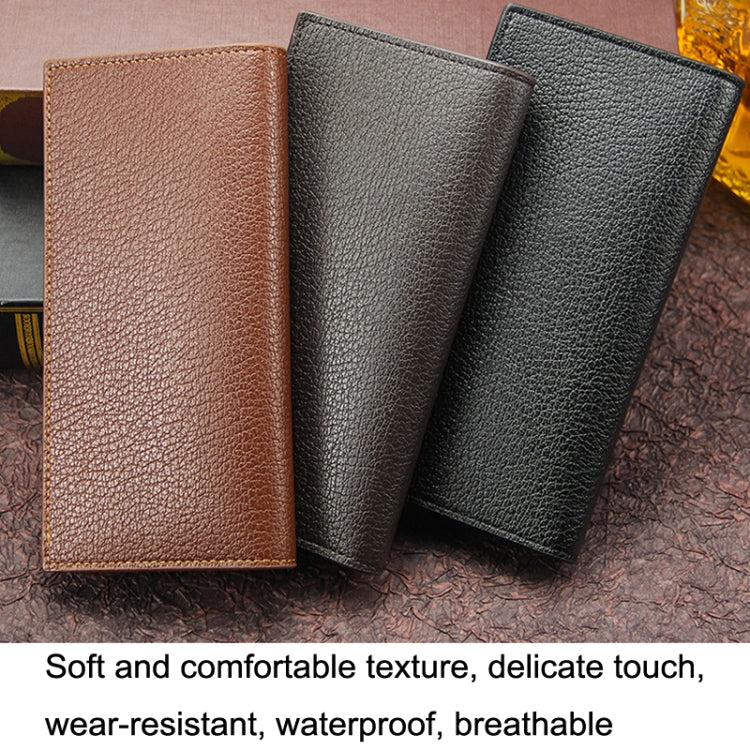 MenBense Long Fashion Embossed Magnetic Buckle Multi-Card Slot Men Wallet(Black)