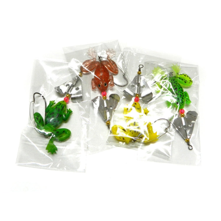 2 Sets HENGJIA SP011 7cm 6g Frog Soft Fish Sequins Freshwater Single Hook Bionic Bait(4 Colors)