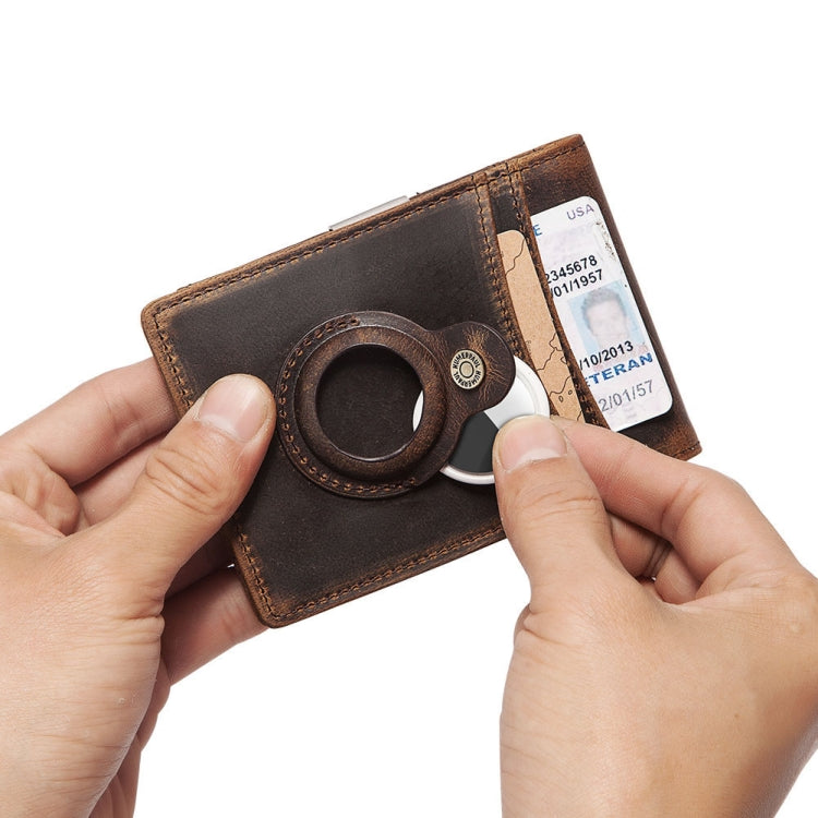 HUMERPAUL BP993 RFID Anti-Theft Brush Pocket Card Bag Suitable For AirTag 2nd Gen / AirTag 1st Gen(Brown)