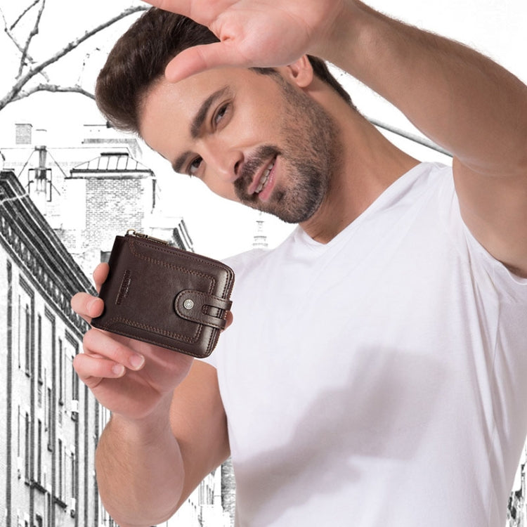 HUMERPAUL BP948-s Portefeuille court pour homme en cuir, avec protection RFID et porte-monnaie (noir)