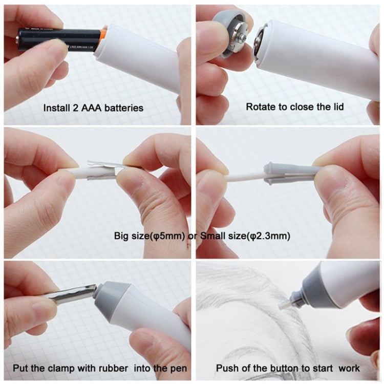 Tenwin 8302 Adjustable Electric Eraser With Rubber Refills For Sketch Drawing Erasing(Grey)