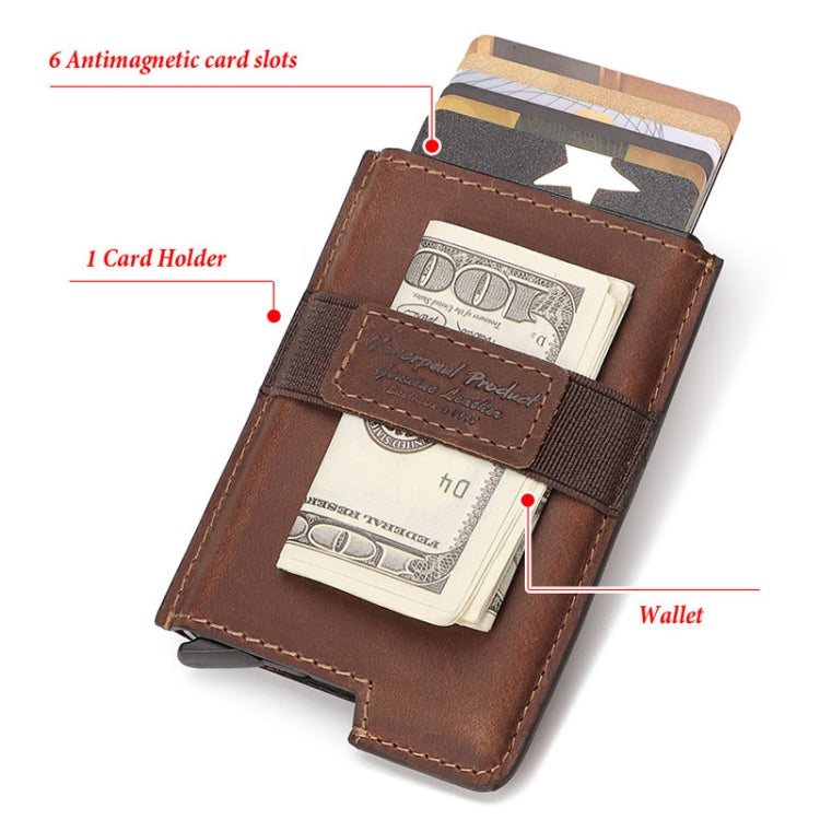 HUMERPAUL BP977 RFID Anti-Theft Card Box Leather Automatic Credit Card Set(Black)