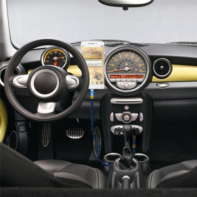 EMK 90-Degree Car 3.5mm Audio Cable Extension Cable, Cable Length: 5M(Blue)