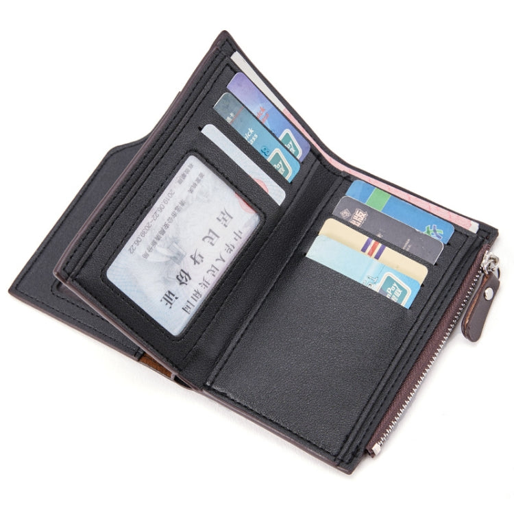 BEEDOVR 9902 Portefeuille court homme multi-cartes avec fermeture éclair pour carte d'identité (marron)