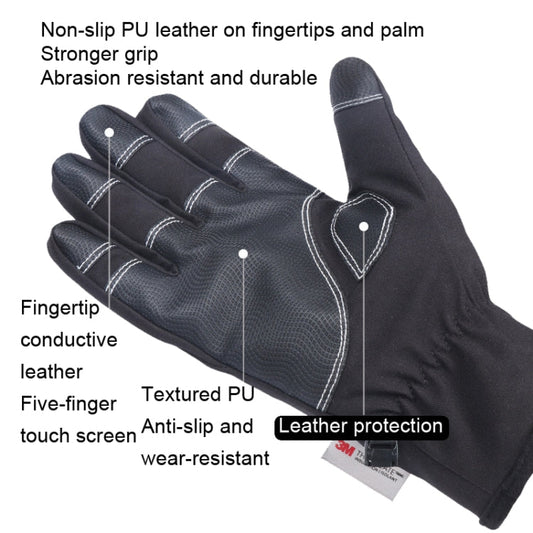 Gants de sport d'extérieur imperméables HUNTRANGE A023 avec écran tactile en velours, taille : M (noir)