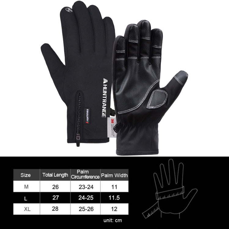 HUNTRANGE A023 Outdoor Waterproof Sports Riding Velvet Touch Screen Gloves, Size: M(Black)